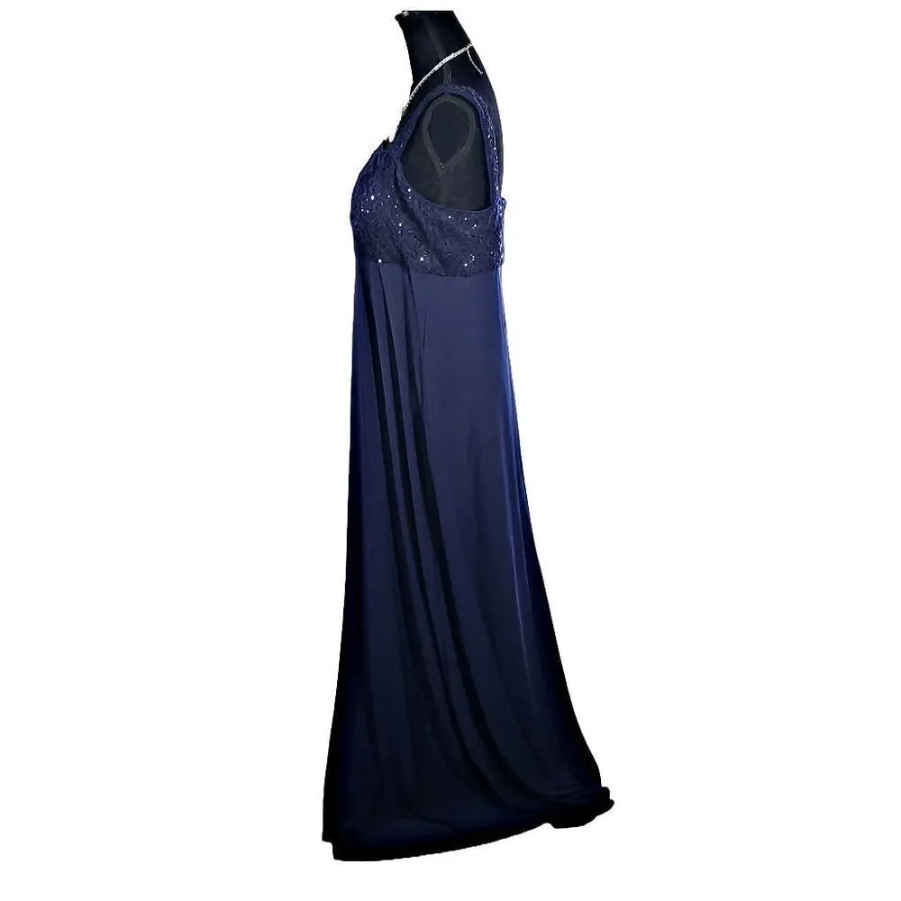 RM Richards Royal Blue Sequin Bodice Sleeveless Long Lined Formal Dress Size 14W - Picture 7 of 9